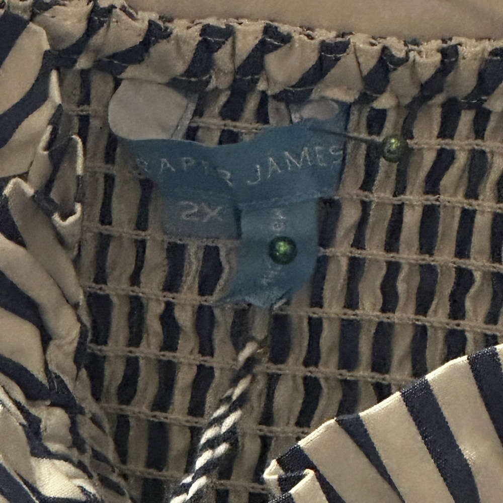 Draper James "Cam" Navy Blue and White Striped Smocked Midi Dress 2X - Picture 5 of 14